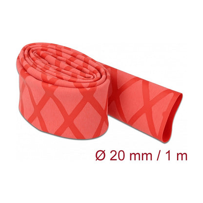 Schrumpfschlauch X-Muster rutschfest 1 m x 20 mm rot