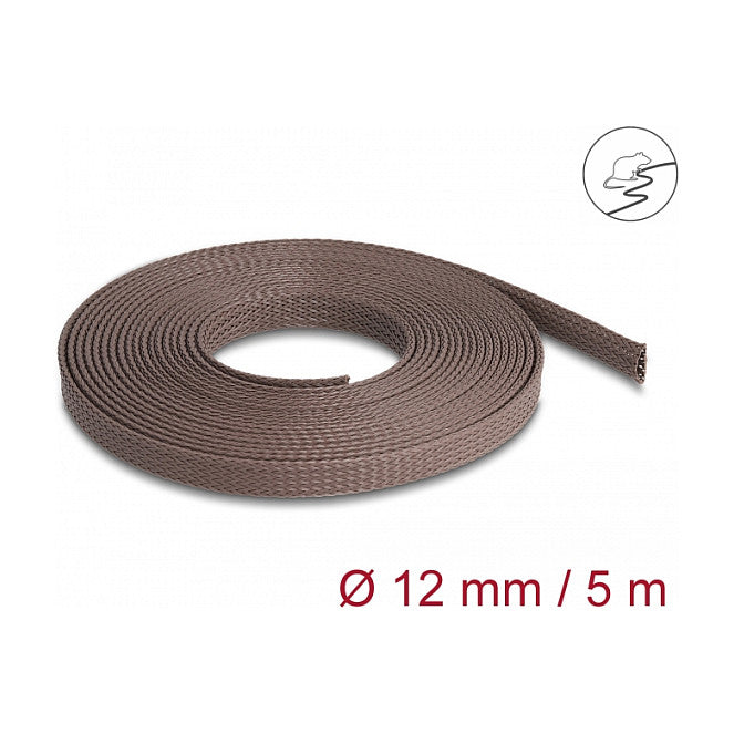 Geflechtschlauch nagerfest dehnbar 5 m x 12 mm braun