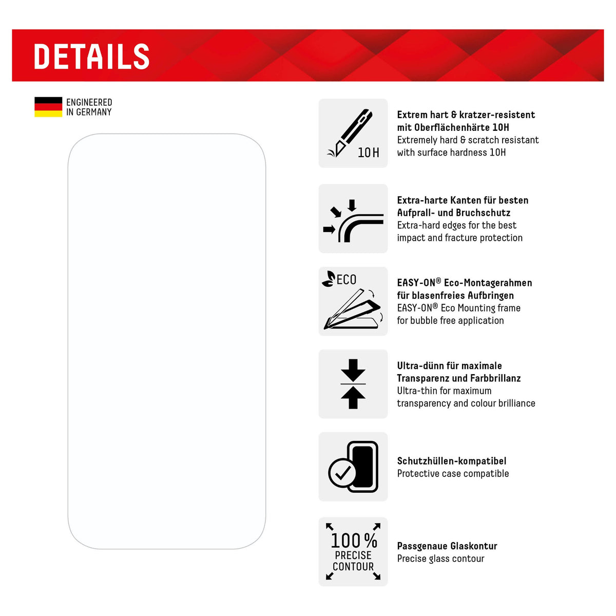 Displex Panzerglas und Schutzhülle für Iphone 15