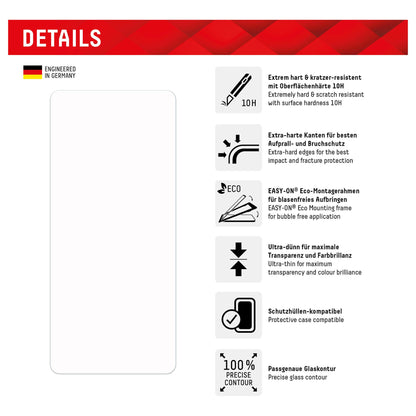 DISPLEX Panzerglas 2D/ Clear (10H) für Samsung Galaxy A54 5G Eco-Montagerahmen, Tempered Glas, kratzer-resistente Schutzfolie, hüllenfreundlich