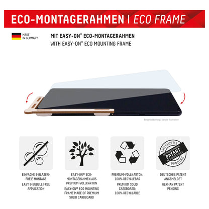 DISPLEX Tablet Glass (9H) Samsung Tab S8/S9/S9FE/S10FE/S10 Lite Eco-Montagerahmen L-Form, unzerbrechlich, ultra-dünn, unsichtbar