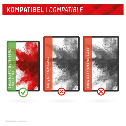 DISPLEX Tablet Glass (9H) Samsung Tab S8/S9/S9FE/S10FE/S10 Lite Eco-Montagerahmen L-Form, unzerbrechlich, ultra-dünn, unsichtbar