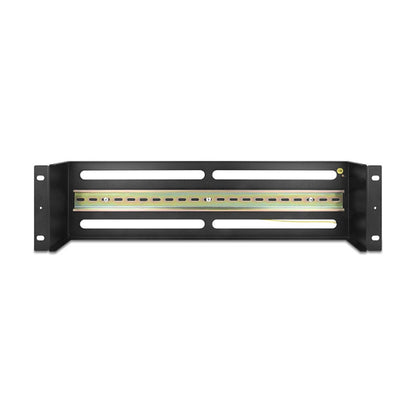 19" Schutzschalterleiste mit Abdeckung und Hutschiene inklusive 2 x Kabelzugentlastungsschiene 3 HE Metall schwarz