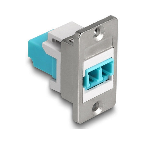 Panel Mount LC Duplex zu LC Duplex Buchse silber / weiß / aqua