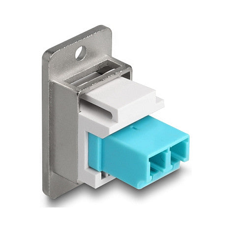 Panel Mount LC Duplex zu LC Duplex Buchse silber / weiß / aqua