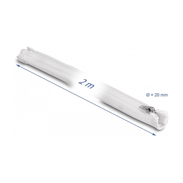 Geflechtschlauch mit Reißverschluss hitzebeständig 2 m x 20 mm weiß