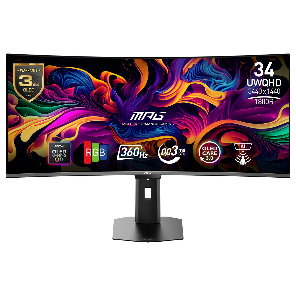 MSI MPG 341CQRDE QD-OLED X36 Gaming Monitor - 360Hz, 0,03ms GtG