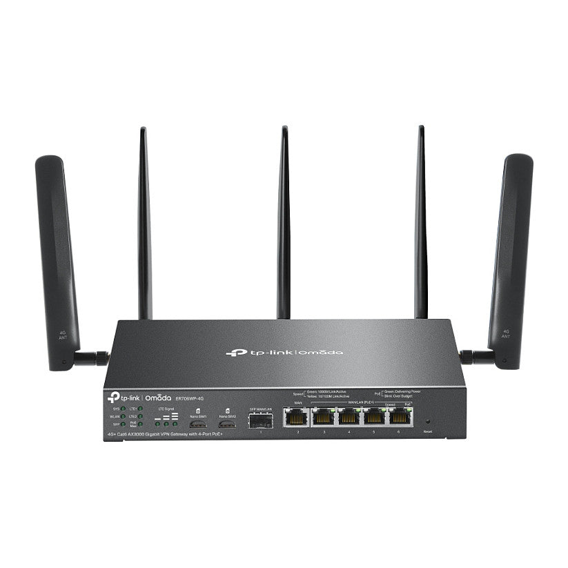 Omada ER706WP-4G Cat6 AX3000 Gigabit VPN Gateway 4 Port PoE+