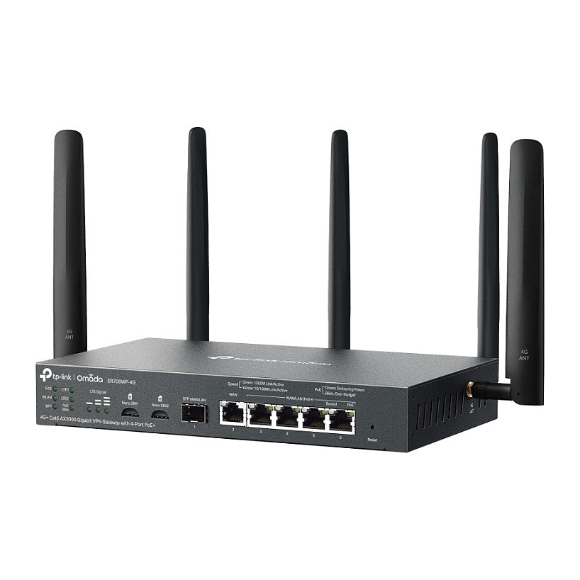 Omada ER706WP-4G Cat6 AX3000 Gigabit VPN Gateway 4 Port PoE+
