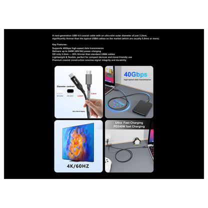 Equip Kabel USB-C4.0->C Slim PD240W St/St 1.20m schwarz