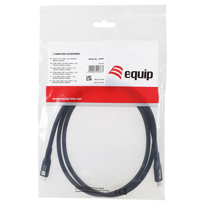 Equip Kabel USB-C4.0->C 80Gbps PD240W St/St 1.20m schwarz