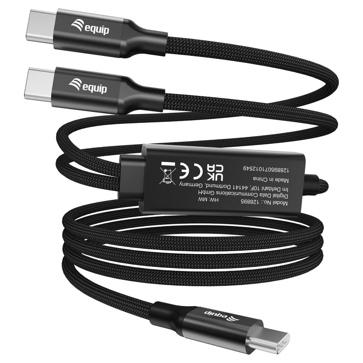 Equip Kabel USB-C4.0->C Y-Kabel PD140W St/St 1.50m schwarz