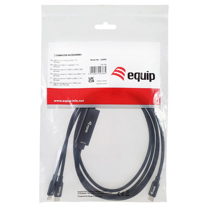 Equip Kabel USB-C4.0->C Y-Kabel PD140W St/St 1.50m schwarz