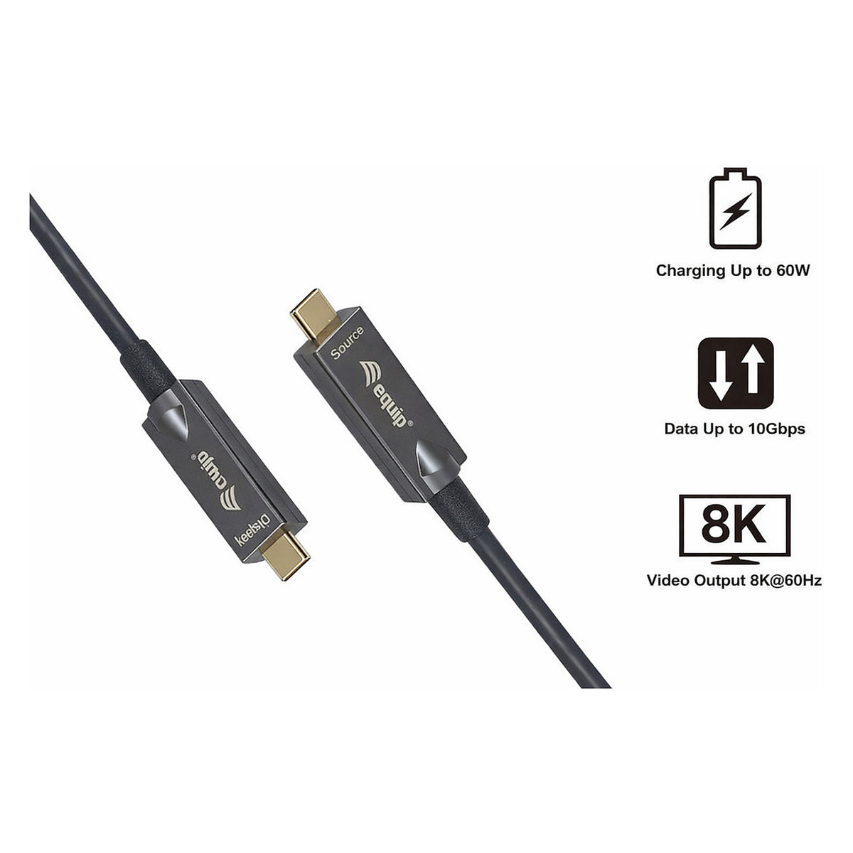 Equip Kabel USB-C3.2->C AOC 8K PD60W St/St 10.00m schwarz