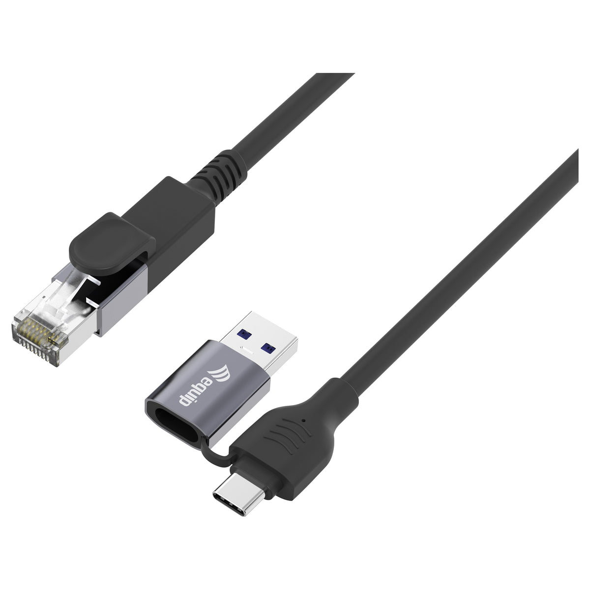 Equip Adapter GigaBit USB-C+A->RJ45 St/St 1.00m schwarz