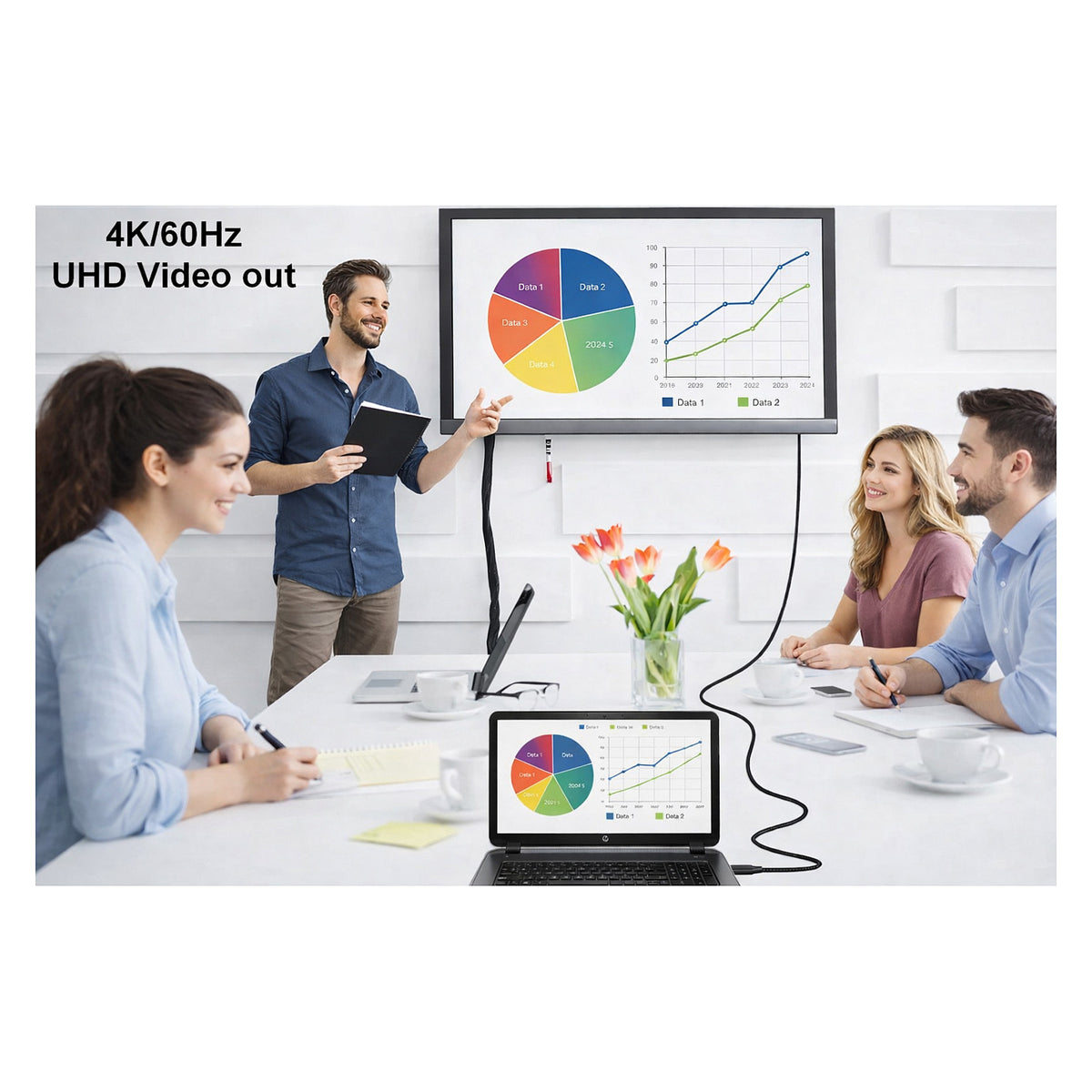 Equip Adapter USB-C->USB-C+HDMI PD100W 4K/ 60Hz 3.00m Alu.