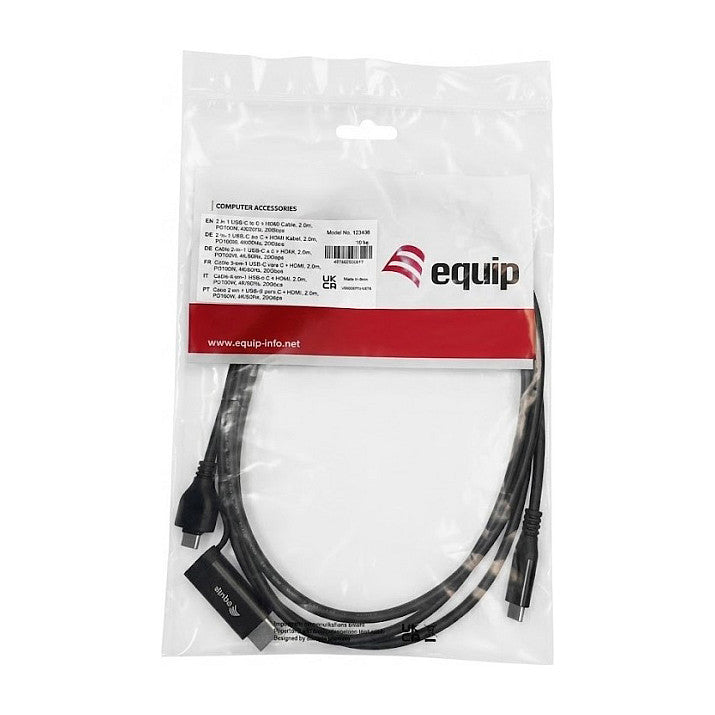 Equip Adapter USB-C->USB-C+HDMI PD100W 4K/ 60Hz 3.00m Alu.