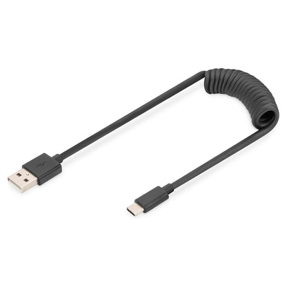 USB-A - USB-C Spiralkabel, 1m