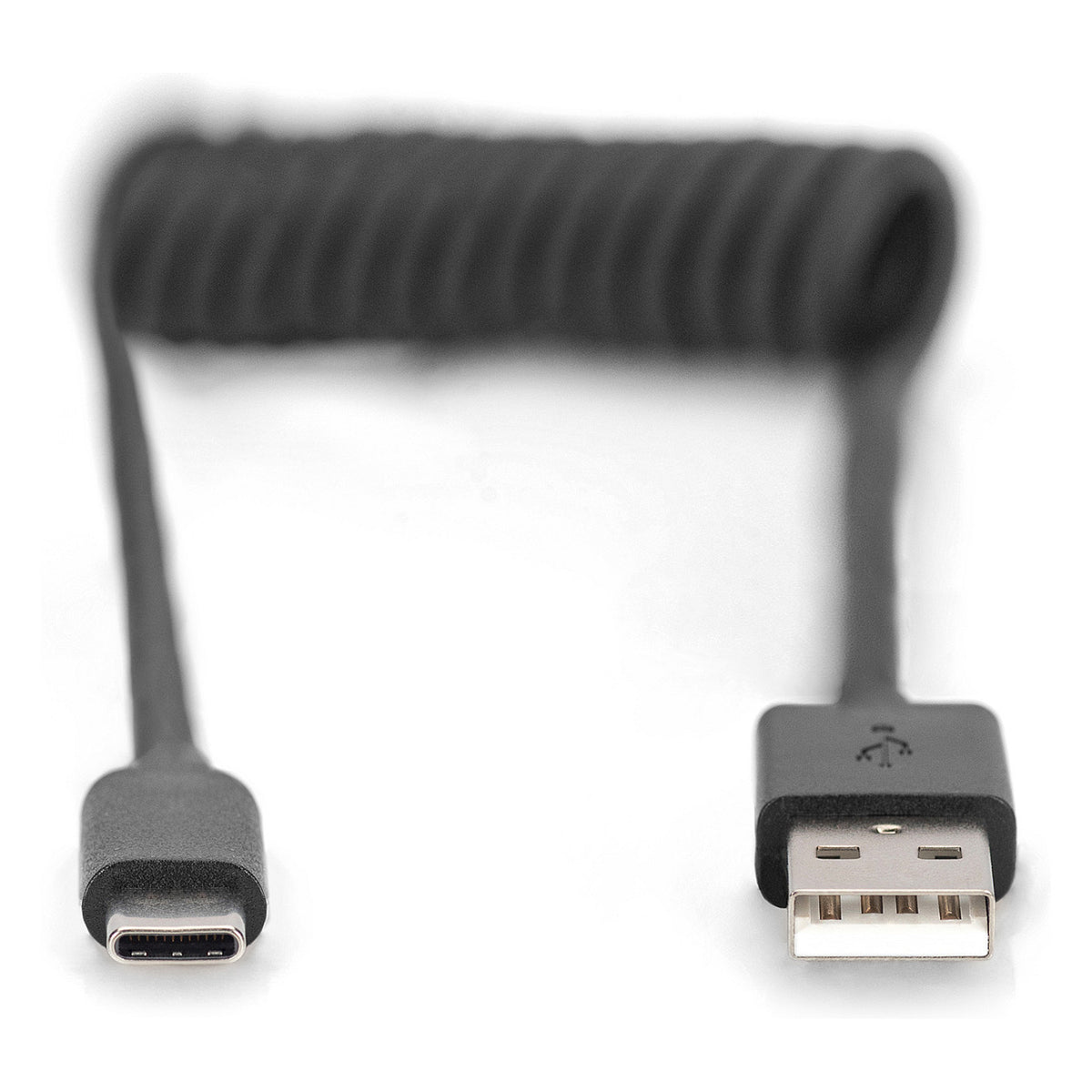 USB-A - USB-C Spiralkabel, 1m