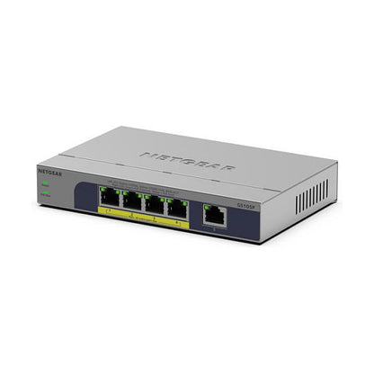 NETGEAR GS105P - Switch - unmanaged - 1 x 10/100/1000 + 4 x 10/100/1000 (PoE+) - Desktop, wandmontierbar - PoE+ (63 W)