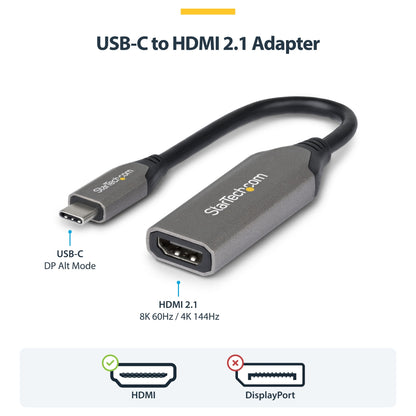 STARTECH.COM USB-C zu HDMI Adapter 8K 60Hz und 4K 120Hz Thunderbolt und USB4 Kompatibel USBC auf HDMI 2.1 Konverter USB-C Videoadapt