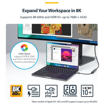 STARTECH.COM USB-C zu HDMI Adapter 8K 60Hz und 4K 120Hz Thunderbolt und USB4 Kompatibel USBC auf HDMI 2.1 Konverter USB-C Videoadapt