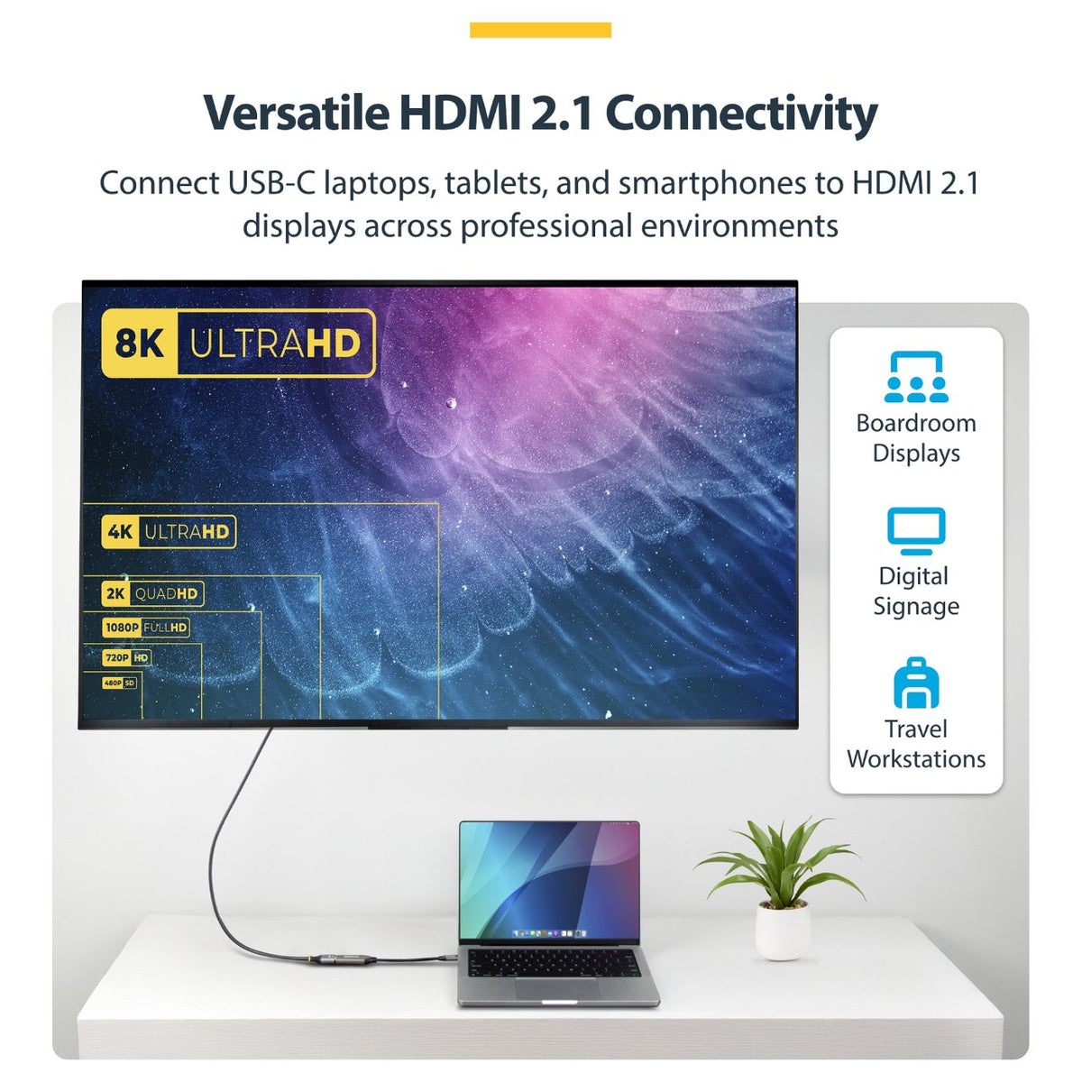 STARTECH.COM USB-C zu HDMI Adapter 8K 60Hz und 4K 120Hz Thunderbolt und USB4 Kompatibel USBC auf HDMI 2.1 Konverter USB-C Videoadapt