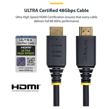 STARTECH.COM 50cm Zertifiziertes Ultra High Speed HDMI Kabel 8K 60Hz und 4K 120Hz UHD HDMI 2.1 Kabel mit HDR10+ und eARC 48Gbps