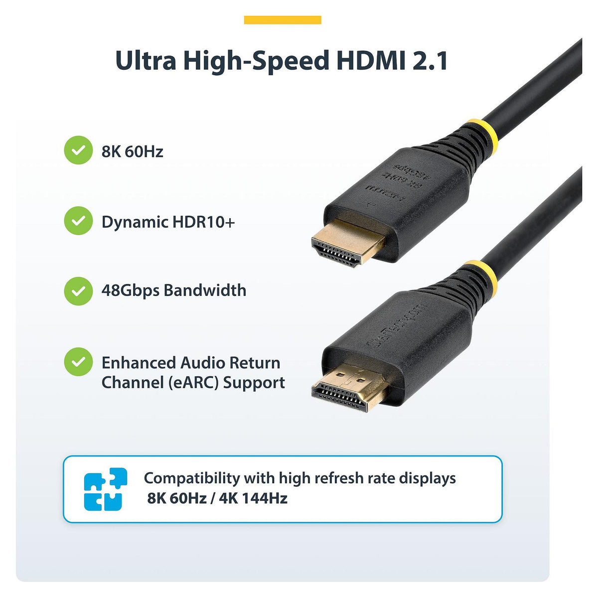 STARTECH.COM 50cm Zertifiziertes Ultra High Speed HDMI Kabel 8K 60Hz und 4K 120Hz UHD HDMI 2.1 Kabel mit HDR10+ und eARC 48Gbps