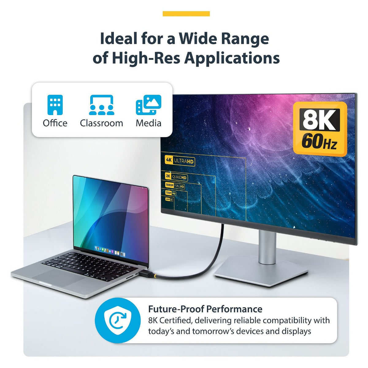 STARTECH.COM 50cm Zertifiziertes Ultra High Speed HDMI Kabel 8K 60Hz und 4K 120Hz UHD HDMI 2.1 Kabel mit HDR10+ und eARC 48Gbps