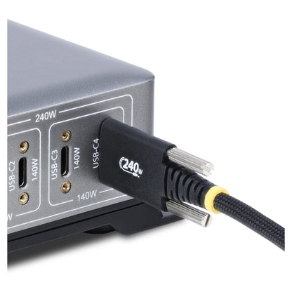 STARTECH.COM 2m USB-C-Ladekabel Schraubensicherung 240W 5A PD EPR Laptop-Ladekabel Nylon Geflochten USB-IF zertifiziert