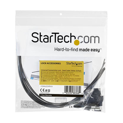 STARTECH.COM Security Tether Cable - 10 Pack Universal Steel Anti-Theft Cables - Adjustable - Heat Shrink Covers CONNLOCKPK10
