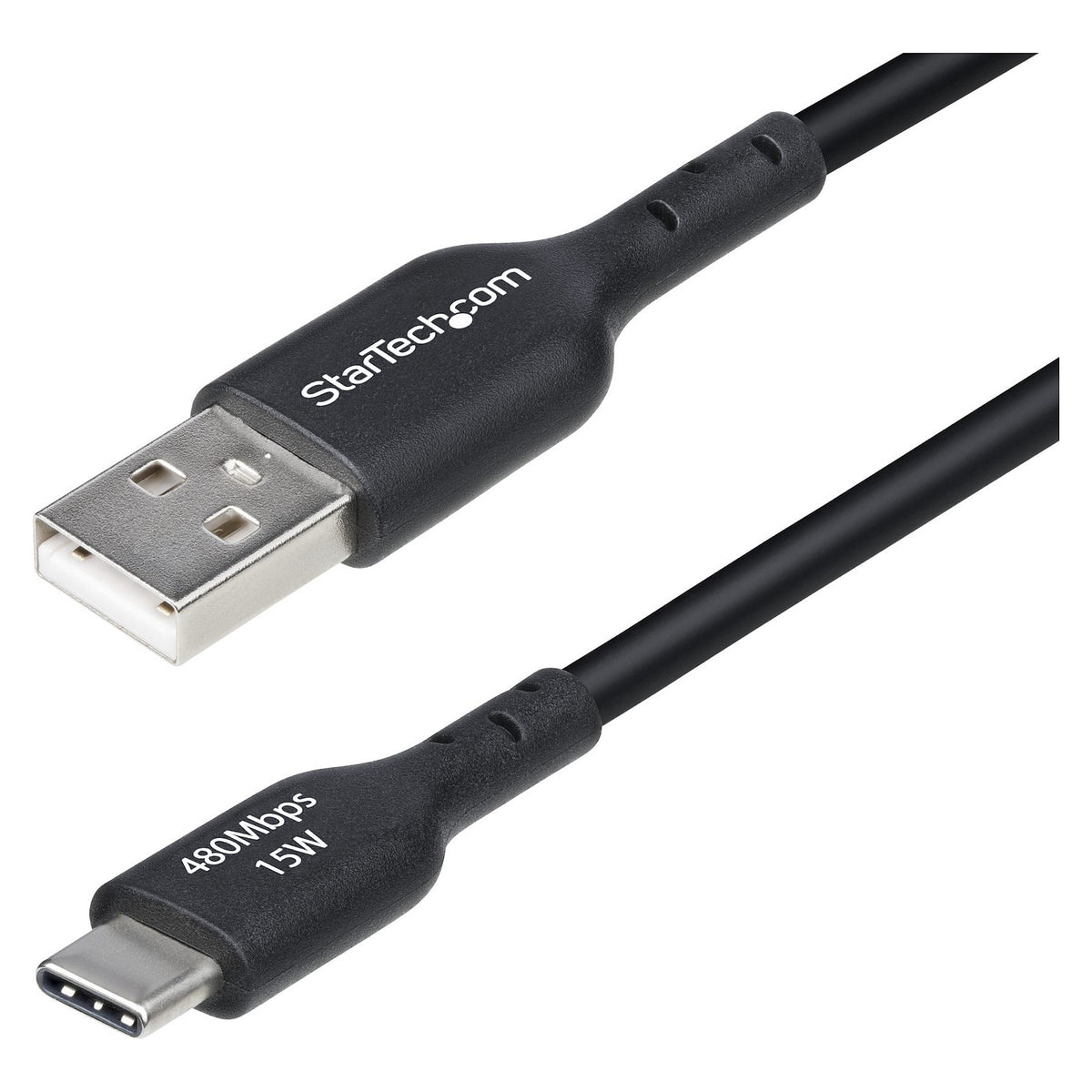 STARTECH.COM 15cm USB-A auf USB-C Ladekabel Laden & Synchronisieren 3A USB 2.0 TPE-Mantel Schwarzes USB Schnellladekabel