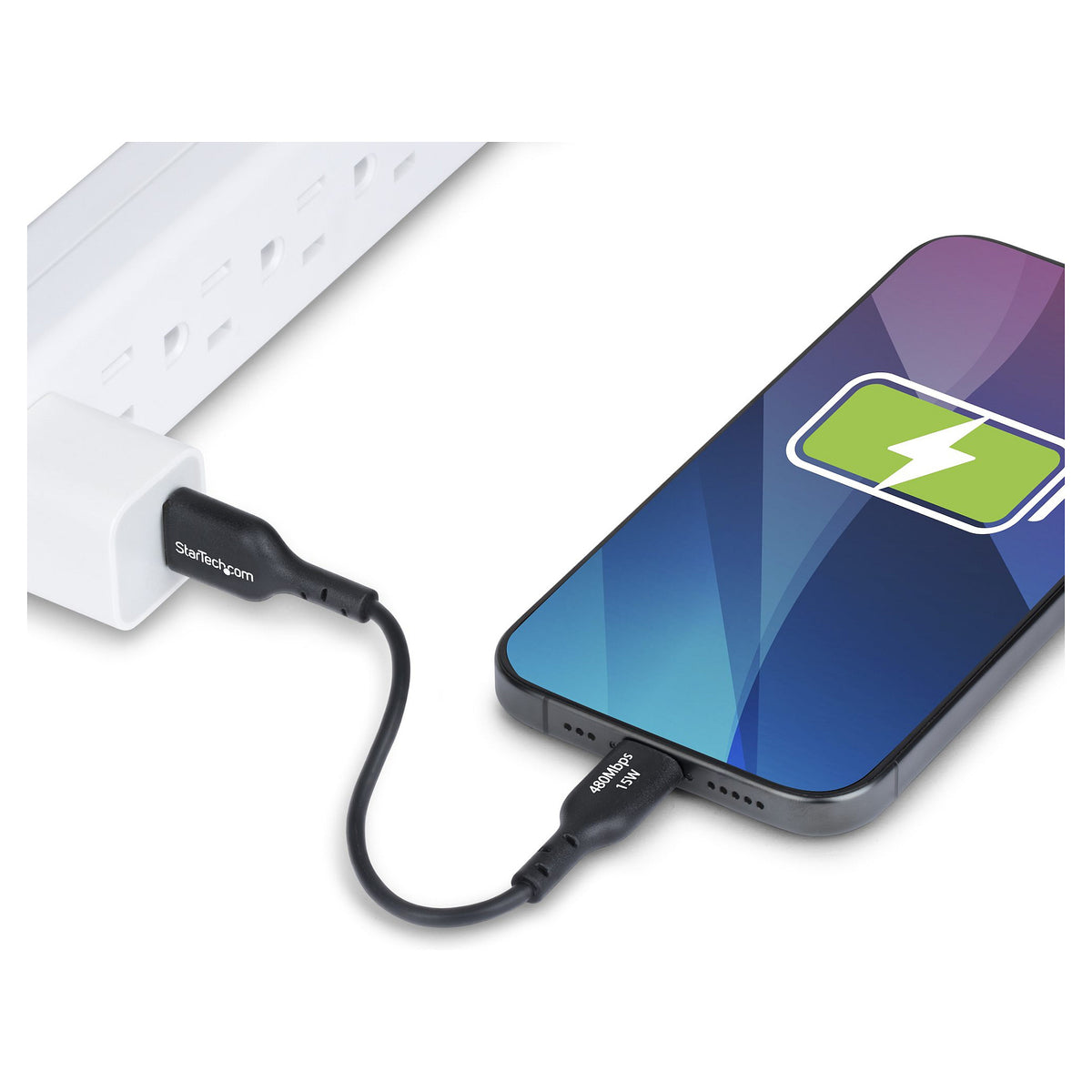STARTECH.COM 15cm USB-A auf USB-C Ladekabel Laden & Synchronisieren 3A USB 2.0 TPE-Mantel Schwarzes USB Schnellladekabel