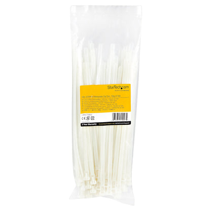 STARTECH.COM Kabelbinder - 254x7mm wiederverwendbar lsbare Nylonbinder Innen- und Aussenbereich 94V-2/UL weiss 100 Stck
