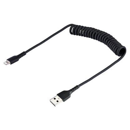 STARTECH.COM 50cm USB auf Lightning Kabel Spiralkabe MFi zertifiziert Schnellladekabel fr iPhone/iPad Schwarz USB 2.0 Kabel