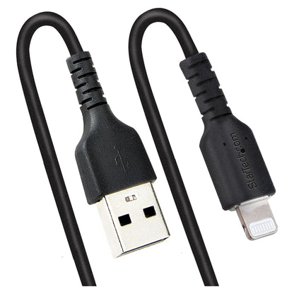 STARTECH.COM 50cm USB auf Lightning Kabel Spiralkabe MFi zertifiziert Schnellladekabel fr iPhone/iPad Schwarz USB 2.0 Kabel