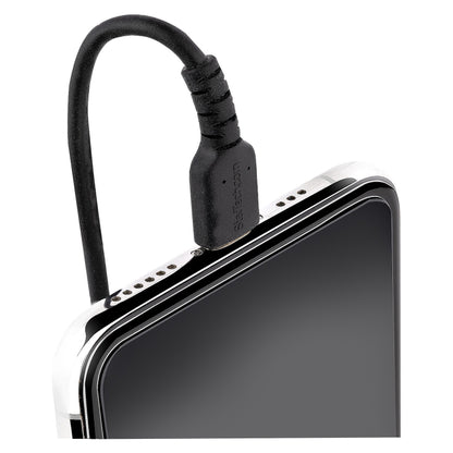 STARTECH.COM 50cm USB auf Lightning Kabel Spiralkabe MFi zertifiziert Schnellladekabel fr iPhone/iPad Schwarz USB 2.0 Kabel