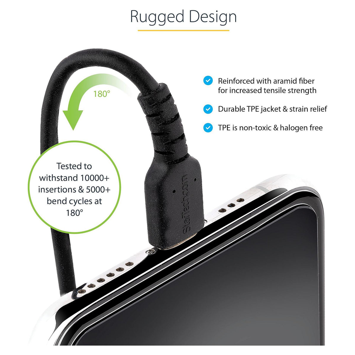 STARTECH.COM 50cm USB auf Lightning Kabel Spiralkabe MFi zertifiziert Schnellladekabel fr iPhone/iPad Schwarz USB 2.0 Kabel