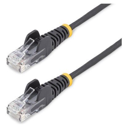 STARTECH.COM 25cm Schwarzes Slim CAT6-Netzwerkkabel 100W PoE Snagless RJ45 LSZH 28AWG Reines Kupfer Patchkabel-Ethernet Kabel