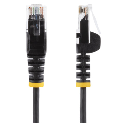 STARTECH.COM 25cm Schwarzes Slim CAT6-Netzwerkkabel 100W PoE Snagless RJ45 LSZH 28AWG Reines Kupfer Patchkabel-Ethernet Kabel