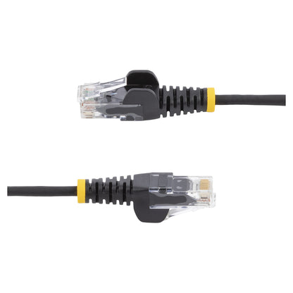 STARTECH.COM 25cm Schwarzes Slim CAT6-Netzwerkkabel 100W PoE Snagless RJ45 LSZH 28AWG Reines Kupfer Patchkabel-Ethernet Kabel