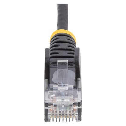 STARTECH.COM 25cm Schwarzes Slim CAT6-Netzwerkkabel 100W PoE Snagless RJ45 LSZH 28AWG Reines Kupfer Patchkabel-Ethernet Kabel