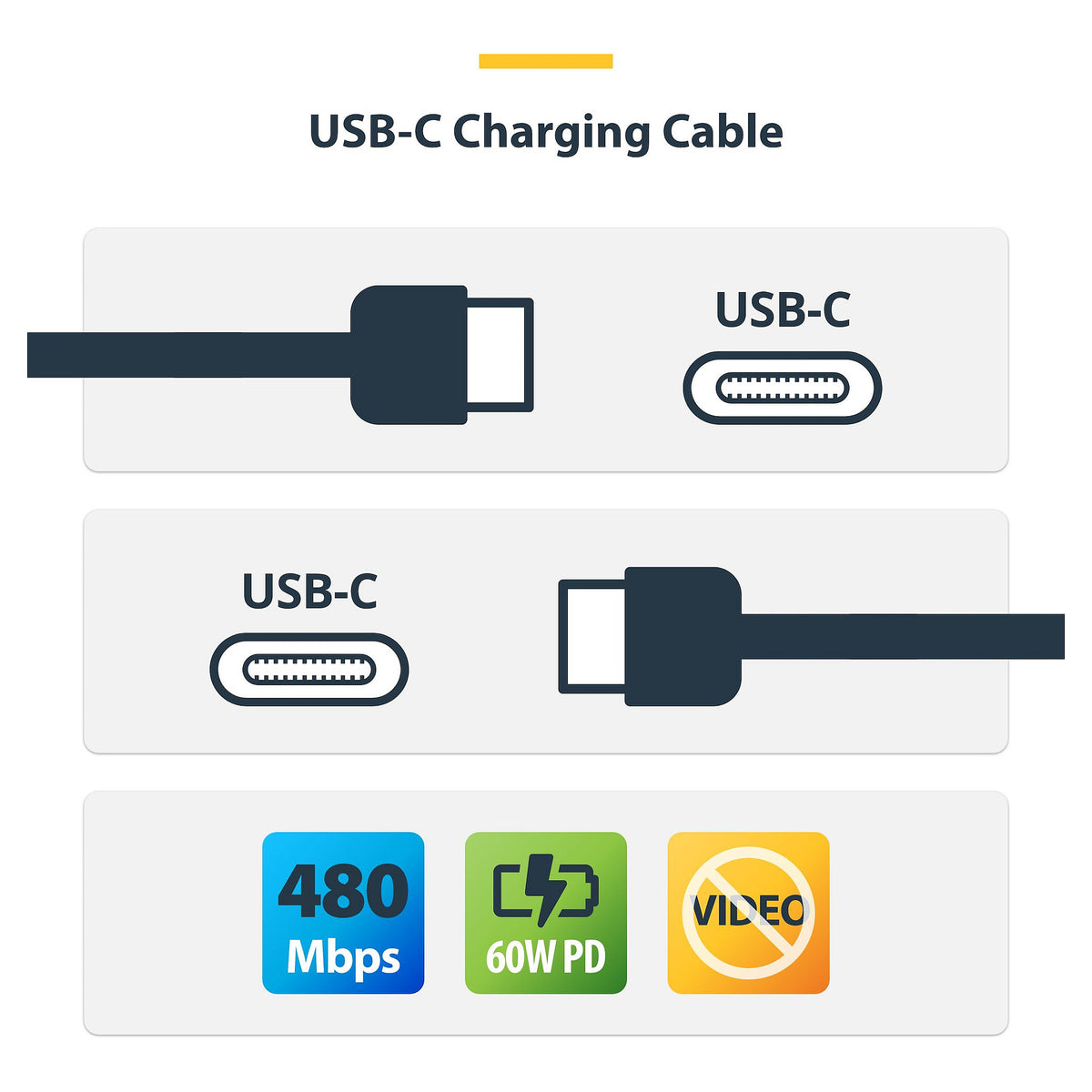 STARTECH.COM 1m USB-C Ladekabel 2er-Pack 60W 3A fur MacBook Air Laptop iPhone 15-17 iPad Air Pro Mini Samsung Galaxy