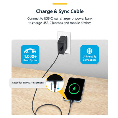STARTECH.COM 1m USB-C Ladekabel 2er-Pack 60W 3A fur MacBook Air Laptop iPhone 15-17 iPad Air Pro Mini Samsung Galaxy