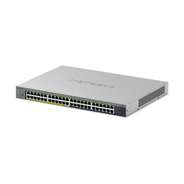 NETGEAR GS748PP - Switch - unmanaged - 24 x 10/100/1000 + 24 x 10/100/1000 (PoE+) - Desktop, wandmontierbar - PoE+ (380 W)