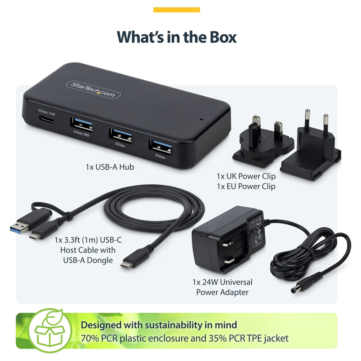 STARTECH.COM 4-Port USB-C und USB-A Hub 5Gbps Eigenstromversorgung 2-in-1 USB-C & USB-A Hostkabel 1x USB-C 3x USB-A 1x BC 1.2