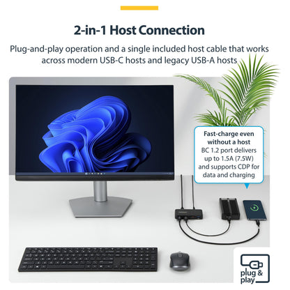 STARTECH.COM 4-Port USB-C und USB-A Hub 5Gbps Eigenstromversorgung 2-in-1 USB-C & USB-A Hostkabel 1x USB-C 3x USB-A 1x BC 1.2