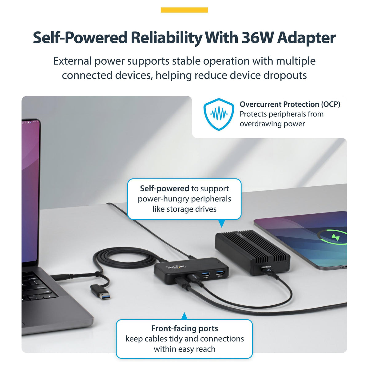 STARTECH.COM 4-Port USB-C und USB-A Hub 5Gbps Eigenstromversorgung 2-in-1 USB-C & USB-A Hostkabel 1x USB-C 3x USB-A 1x BC 1.2