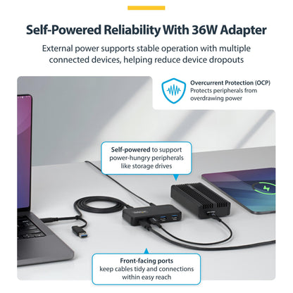 STARTECH.COM 4-Port USB-C und USB-A Hub 5Gbps Eigenstromversorgung 2-in-1 USB-C & USB-A Hostkabel 1x USB-C 3x USB-A 1x BC 1.2